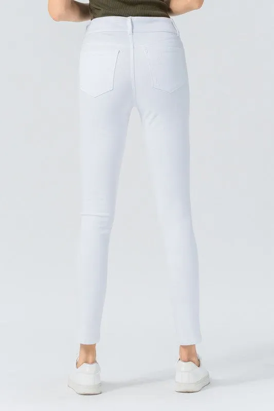 White Distressed Skinny Jeans by VERVET
