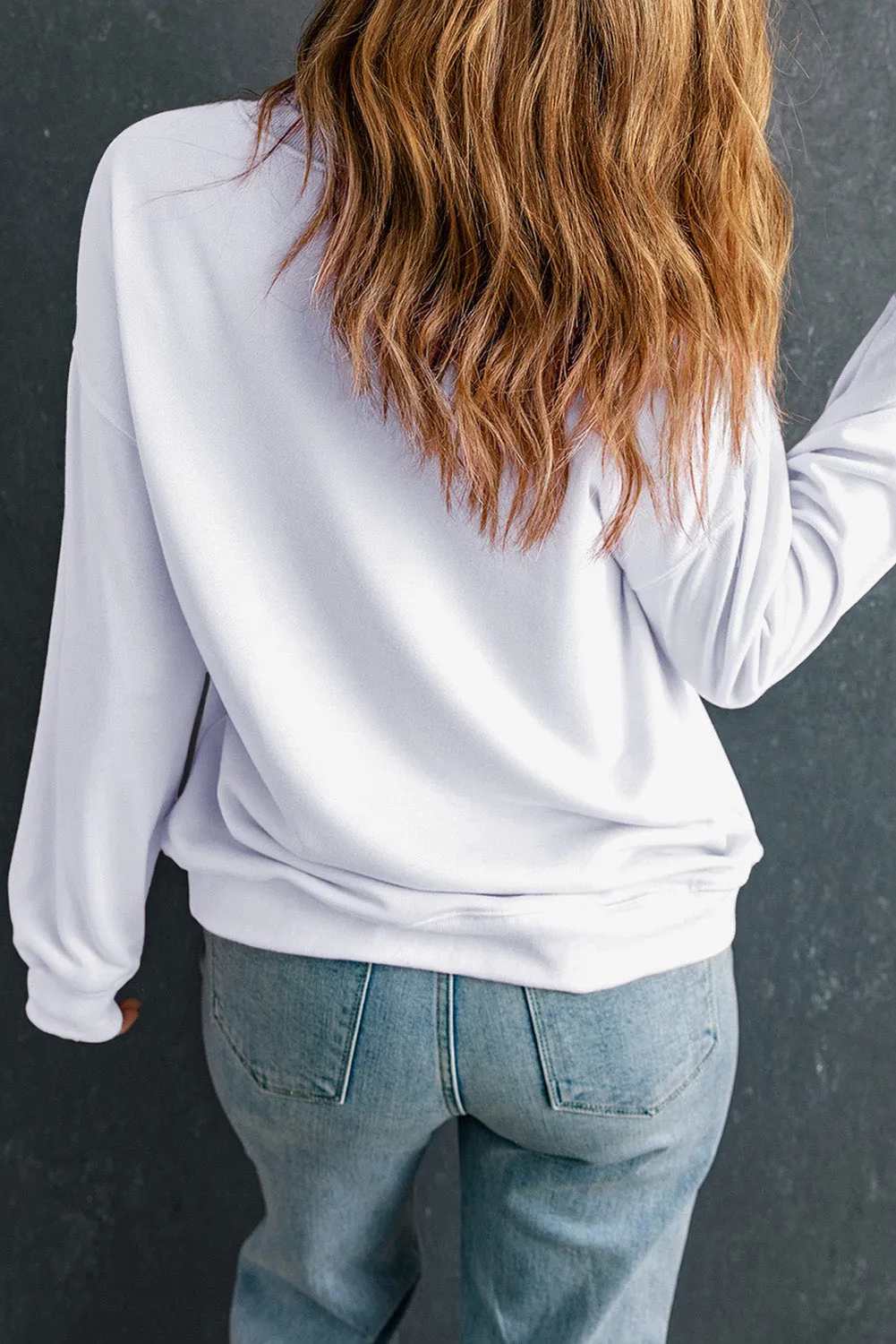 White Hugs & Kisses Rhinestone Graphic Valentine Sweatshirt
