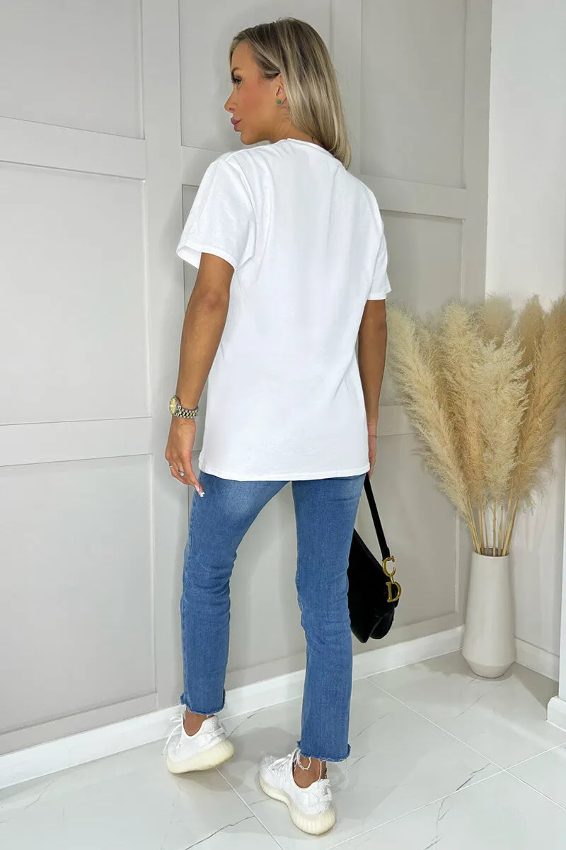 White J'Adore Gold Slogan T-Shirt