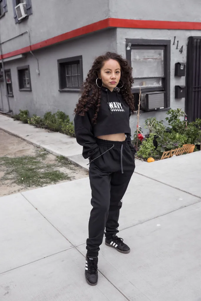 White WAVY (S) | Black Hoodie