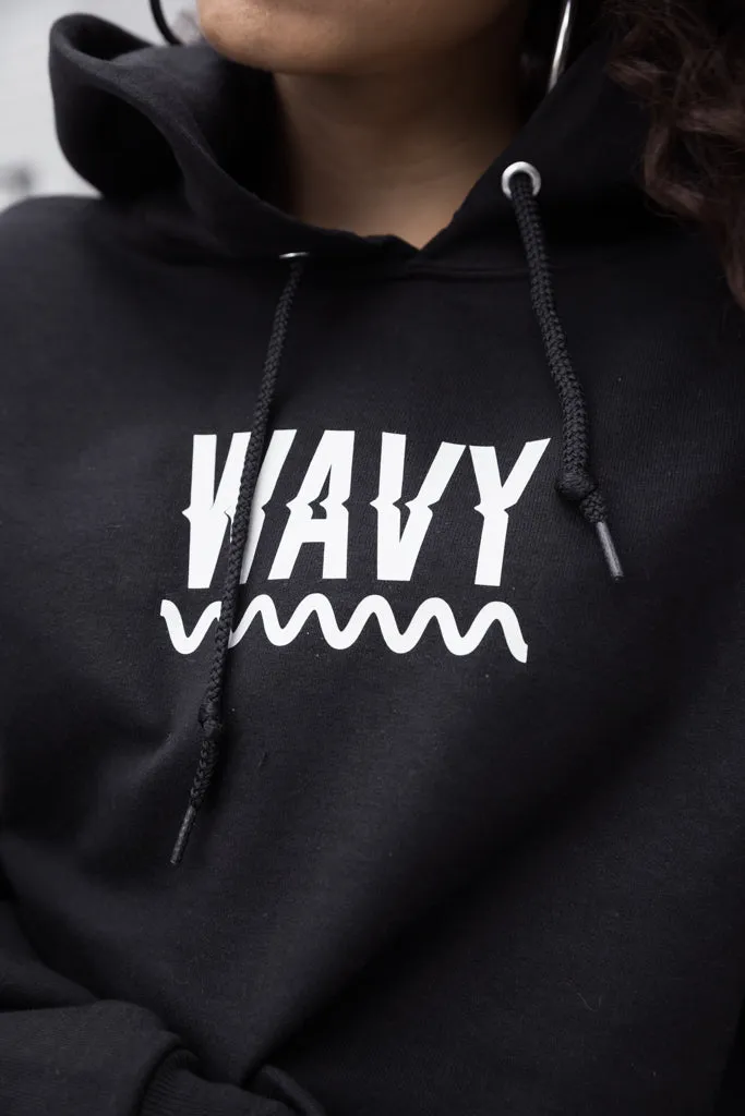 White WAVY (S) | Black Hoodie