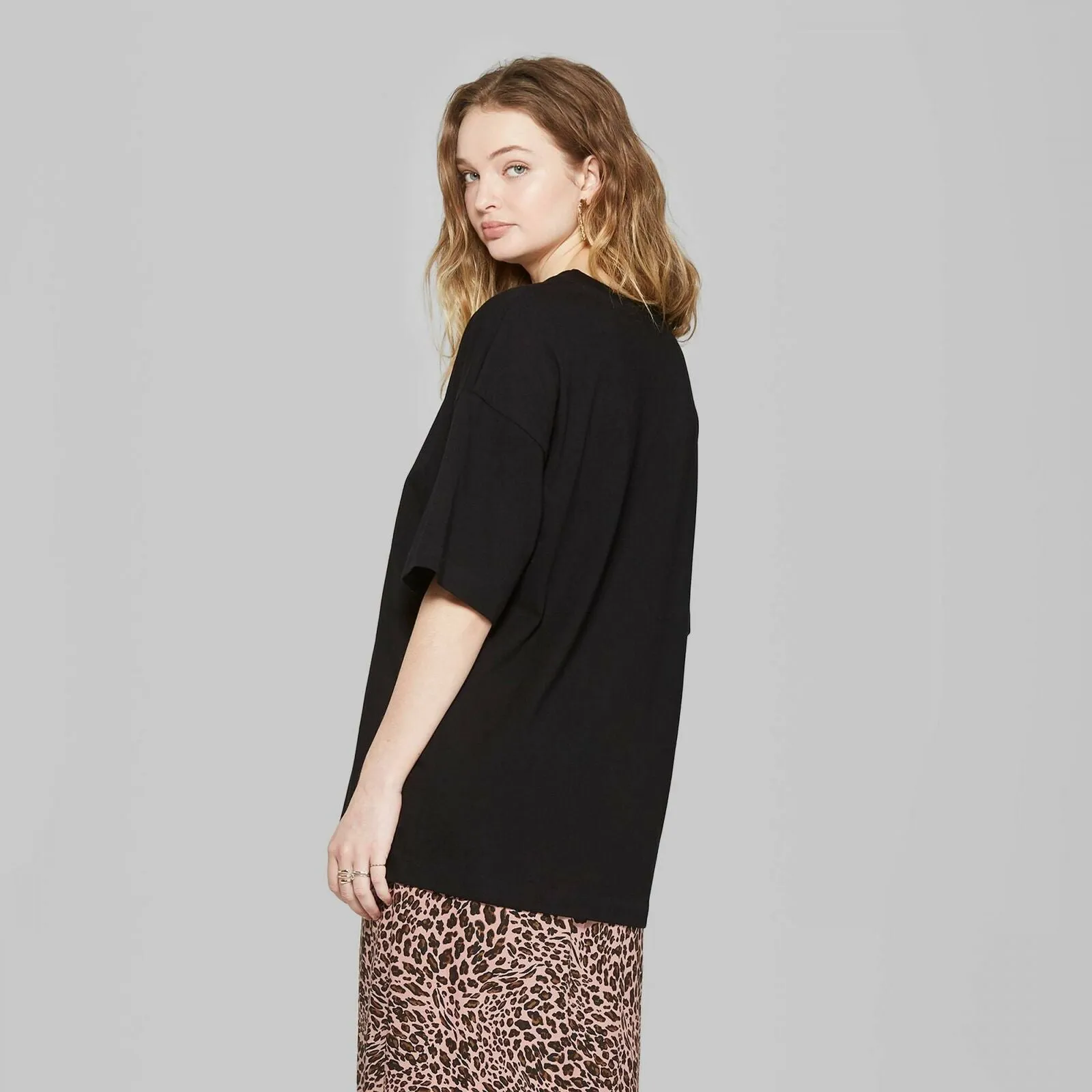 Wild Fable Women's Oversized Elbow Sleeve Crewneck T-Shirt