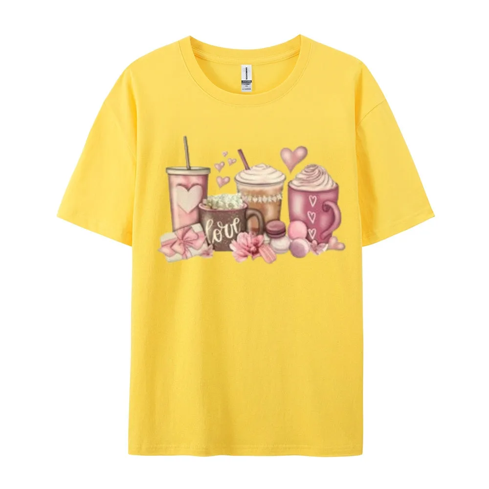 Women Coffee Is My Valentine's Day Print Graphic T-shirt