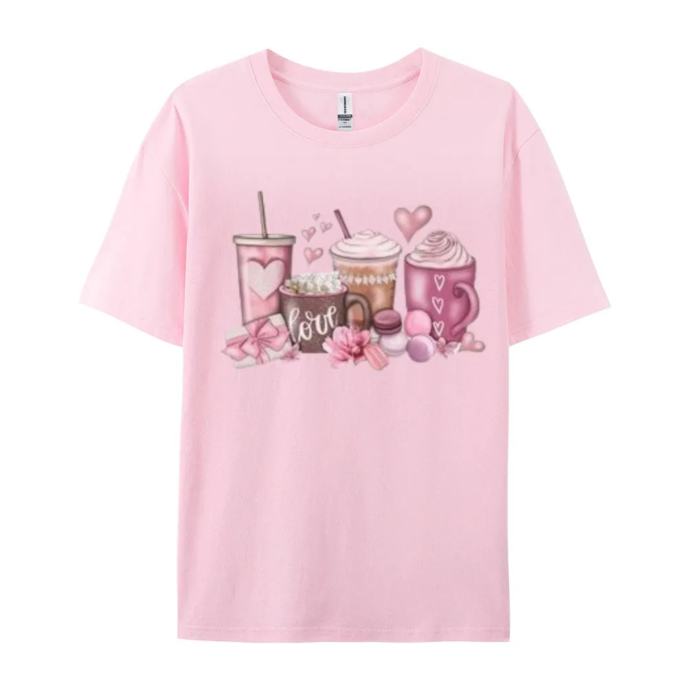 Women Coffee Is My Valentine's Day Print Graphic T-shirt