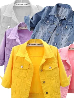 Women Colorful Denim Jacket