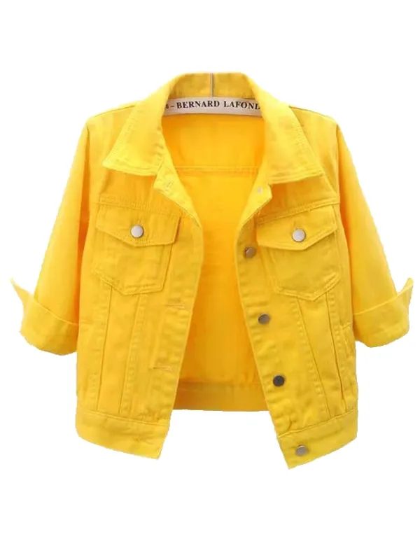 Women Colorful Denim Jacket