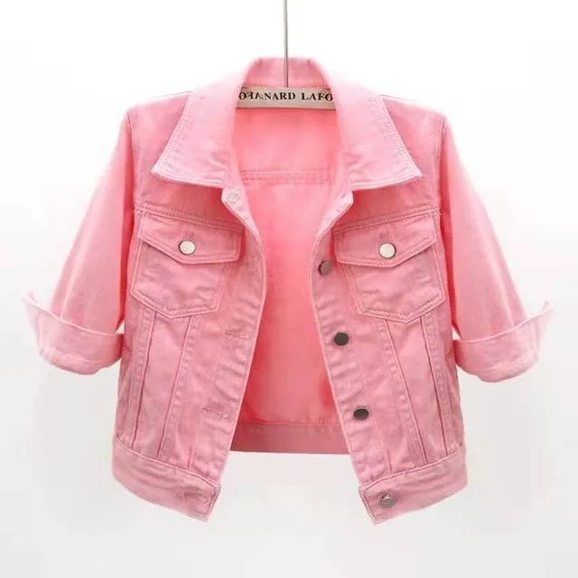 Women Colorful Denim Jacket