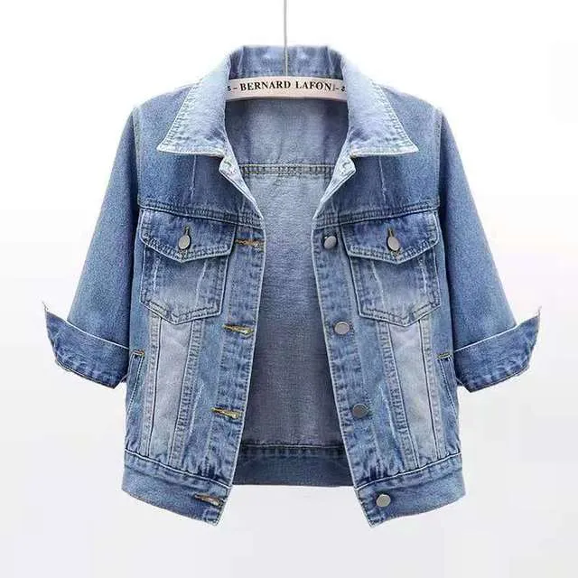 Women Colorful Denim Jacket