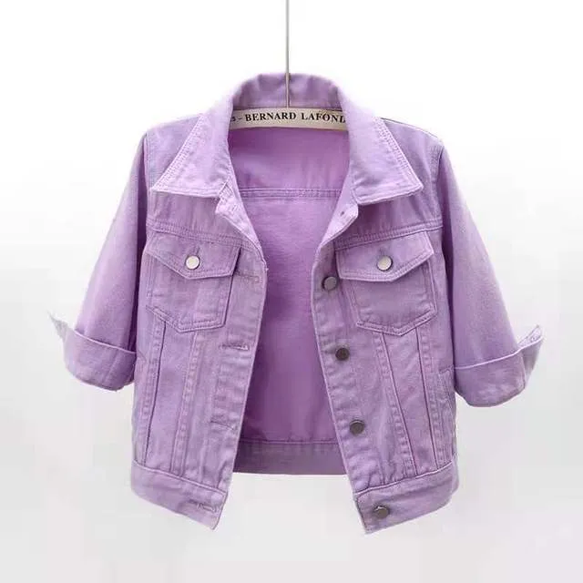 Women Colorful Denim Jacket