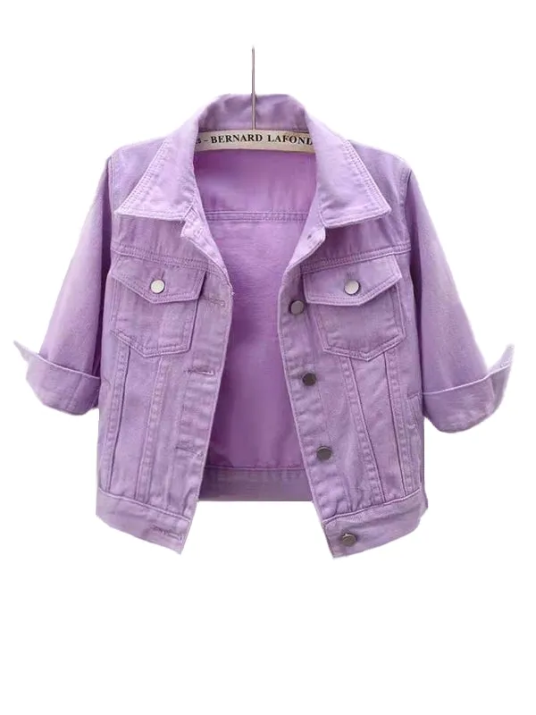 Women Colorful Denim Jacket