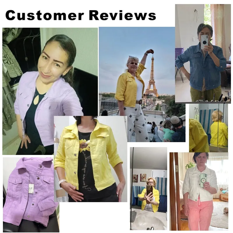 Women Colorful Denim Jacket