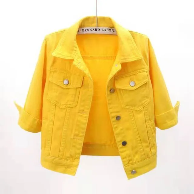 Women Colorful Denim Jacket