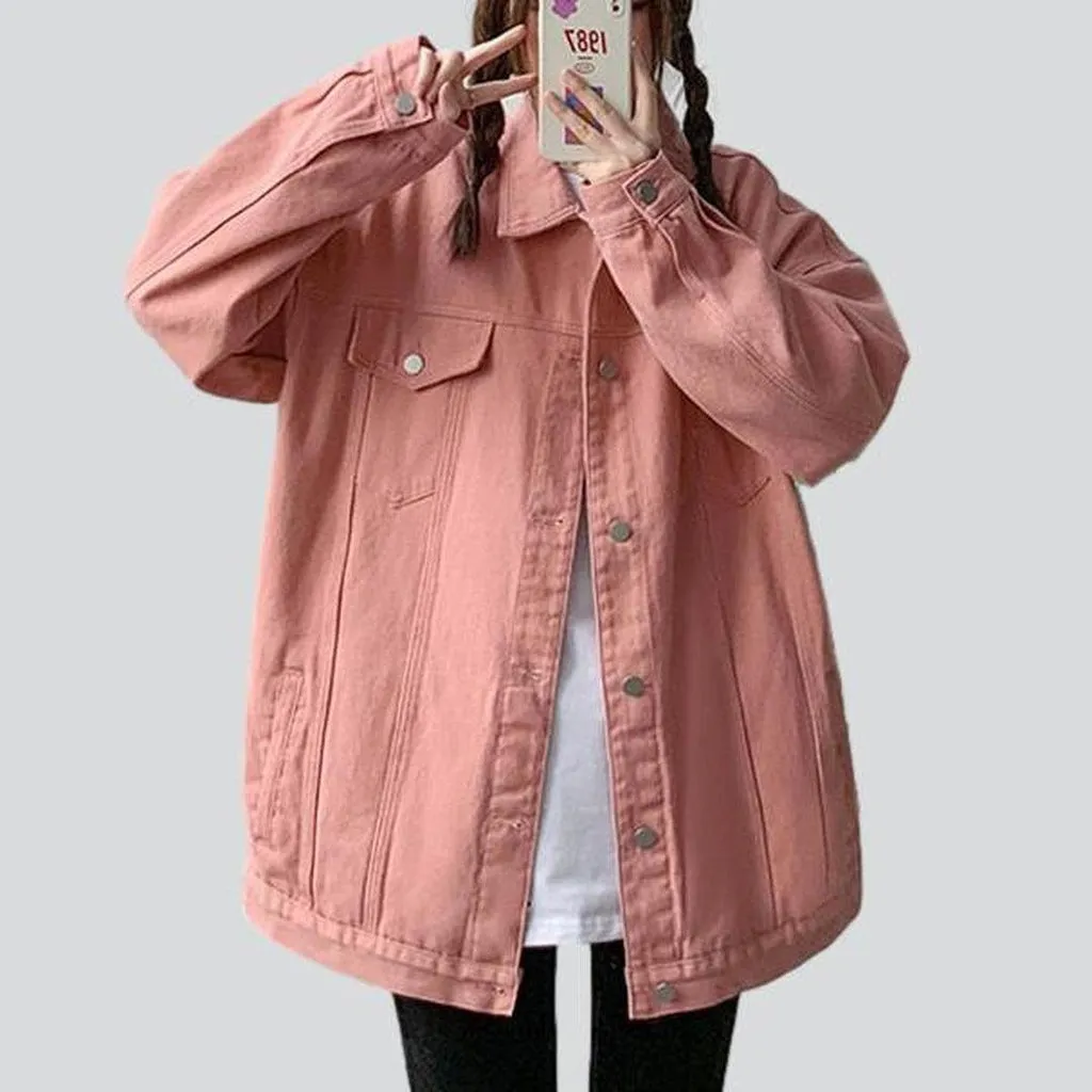 Women long oversized denim jacket