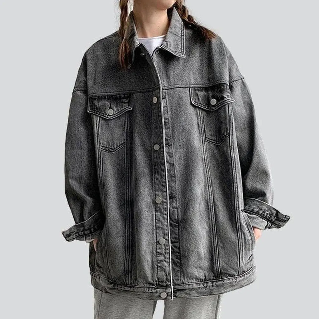 Women long oversized denim jacket