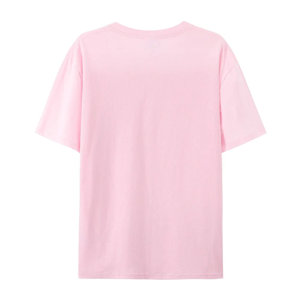 Women Love Pink Heart Valentine's Day Print Graphic T-shirt