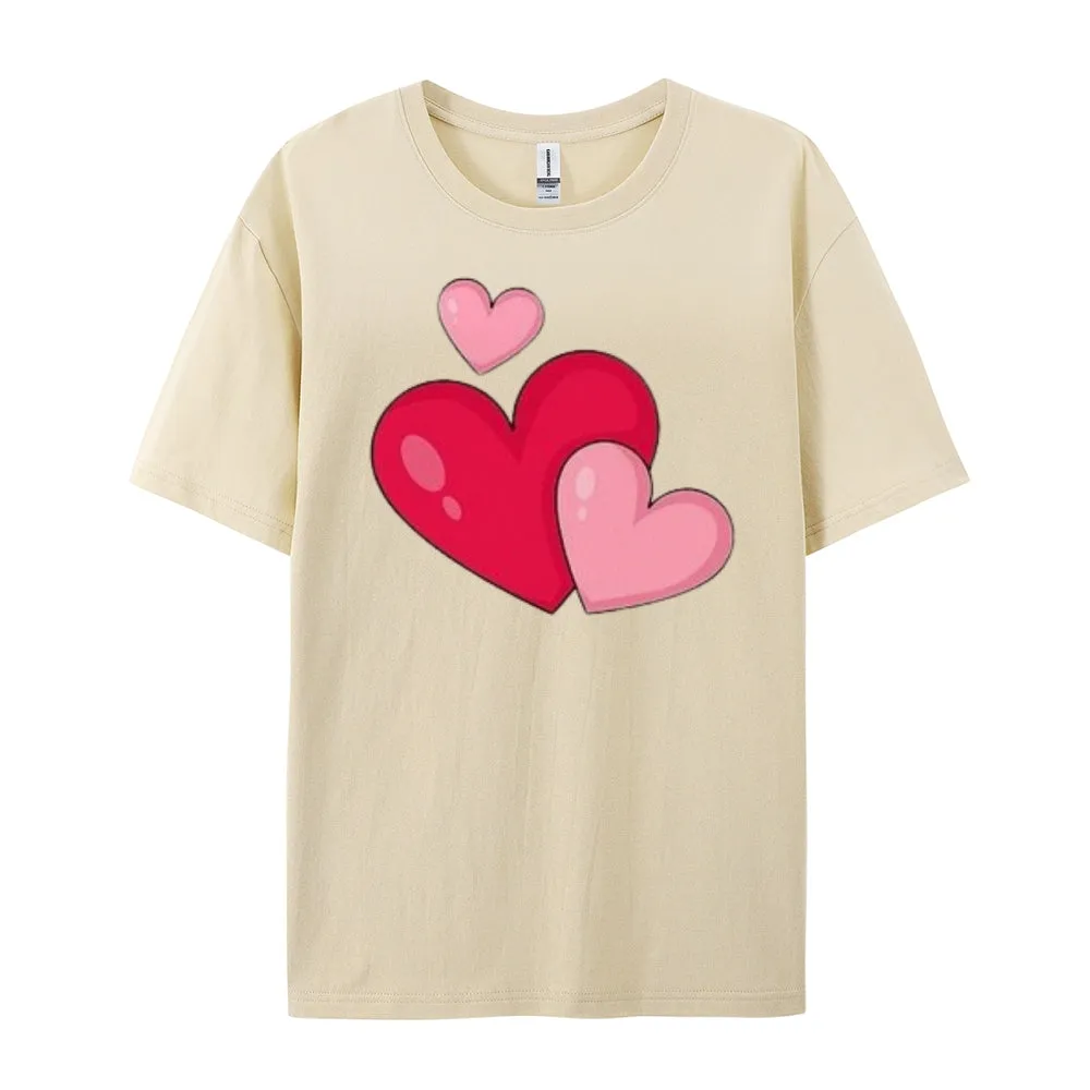 Women Love Pink Heart Valentine's Day Print Graphic T-shirt