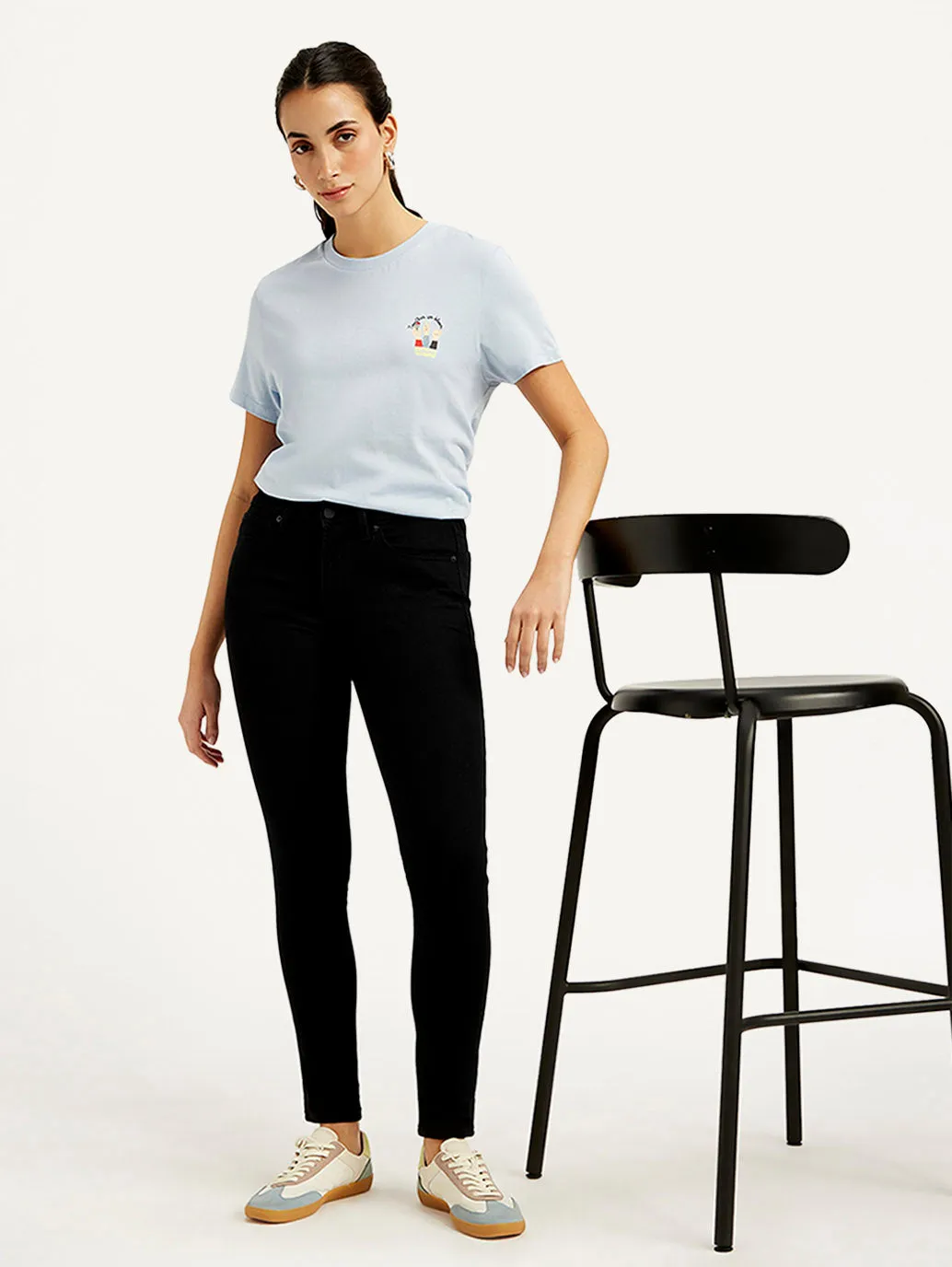 Women's 711 Black Skinny Fit Mid Rise Jeans