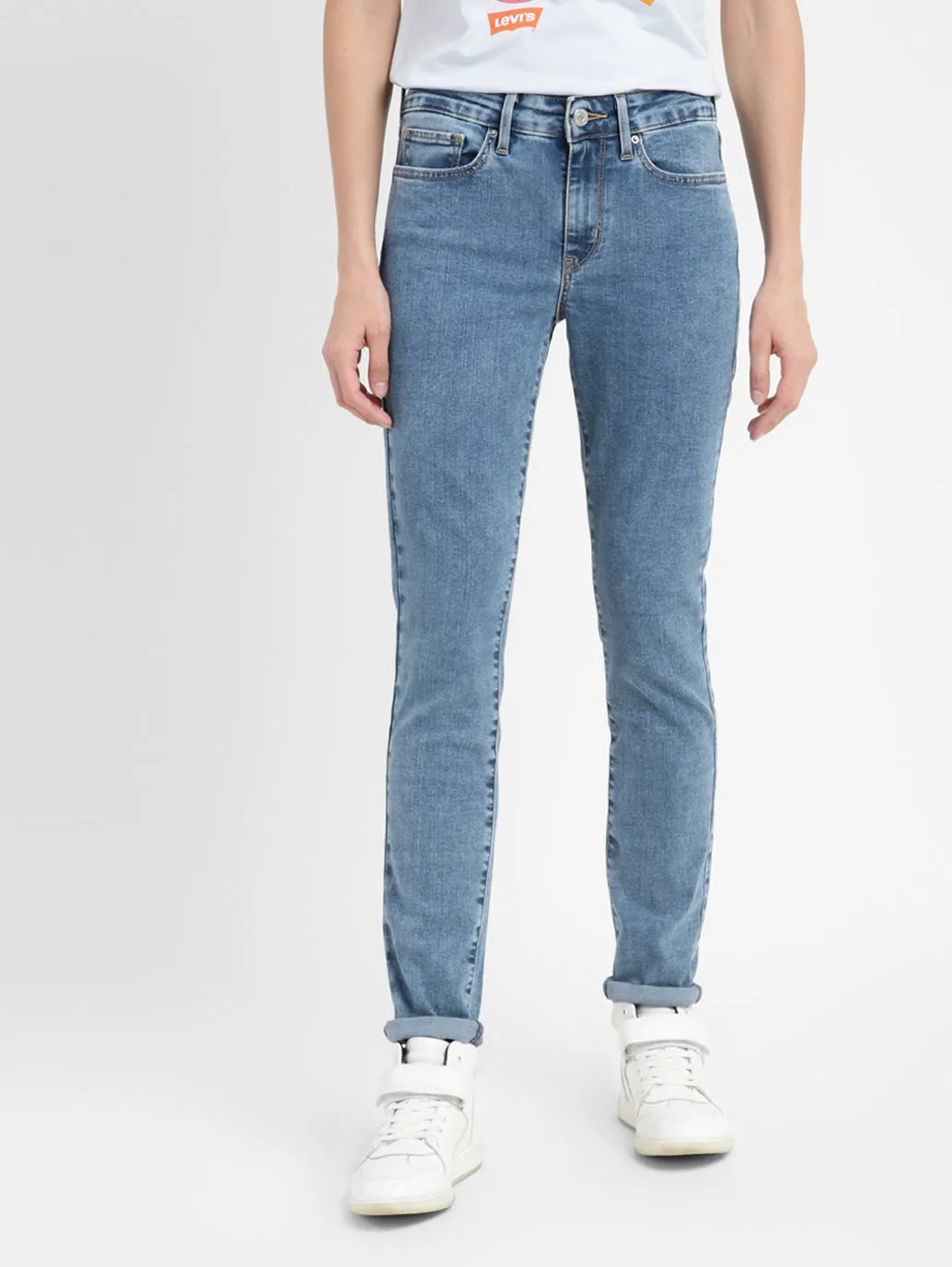 Women's 711 Blue Skinny Fit High Rise Jeans