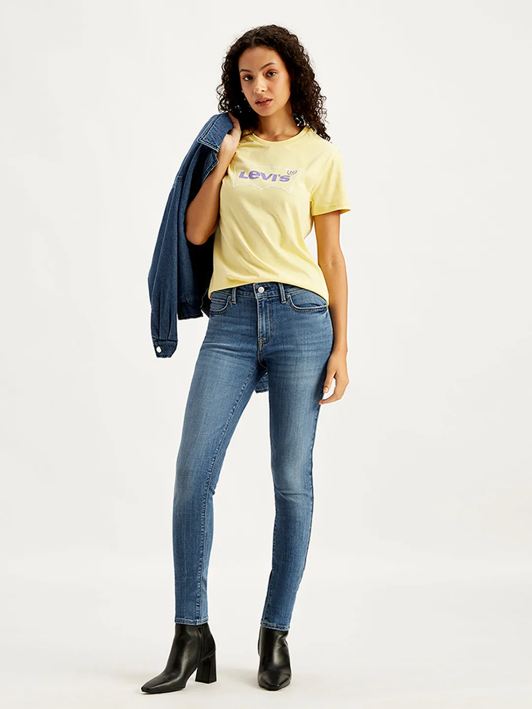 Women's 711 Blue Skinny Fit Mid Rise Jeans