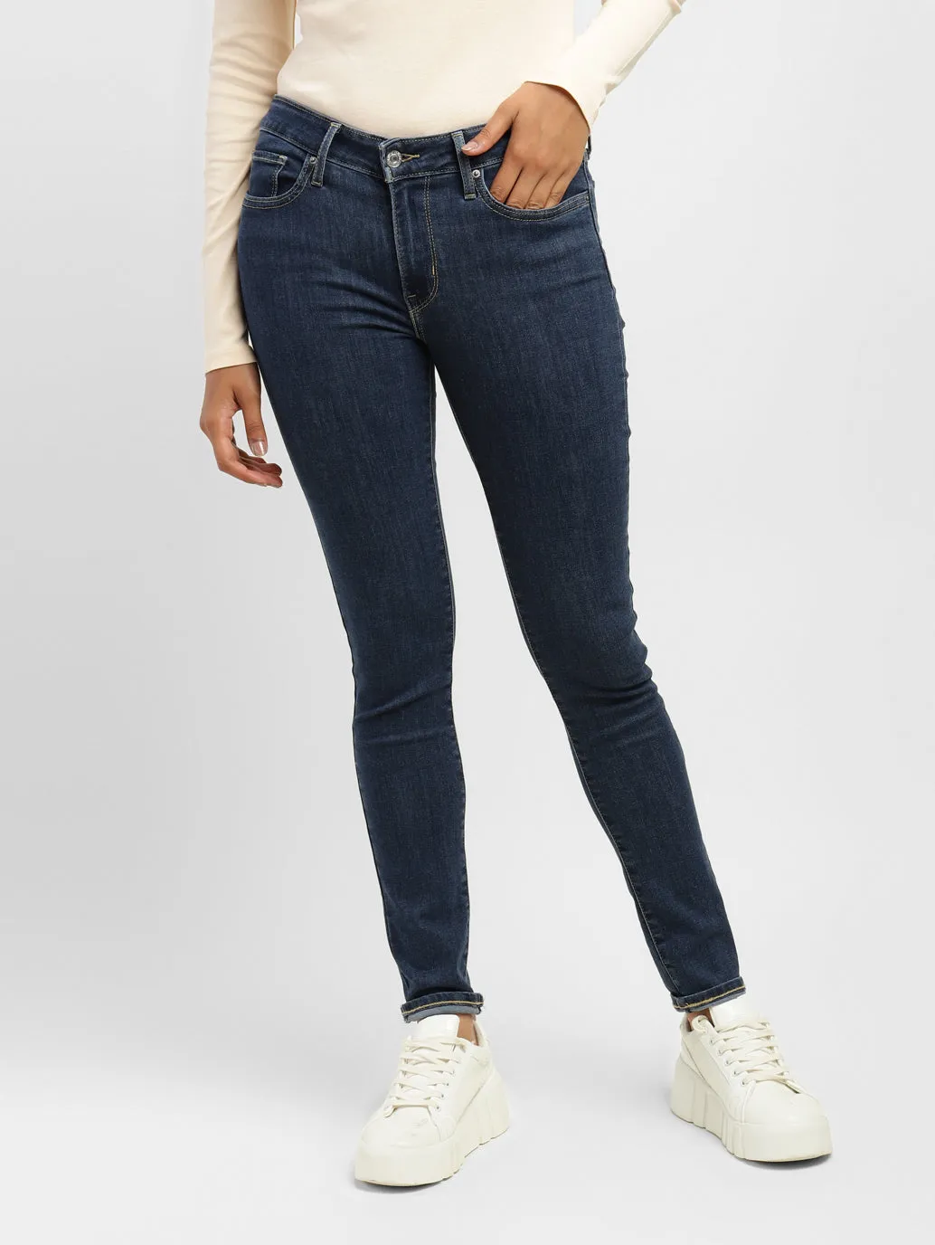 Women's 711 Blue Skinny Fit Mid Rise Jeans