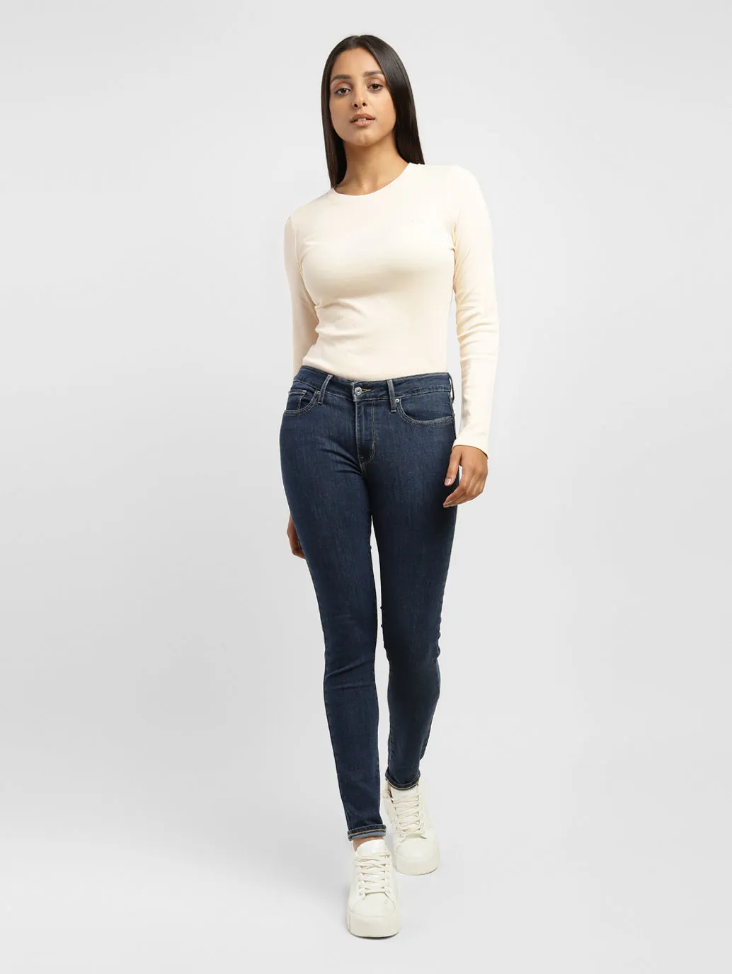 Women's 711 Blue Skinny Fit Mid Rise Jeans