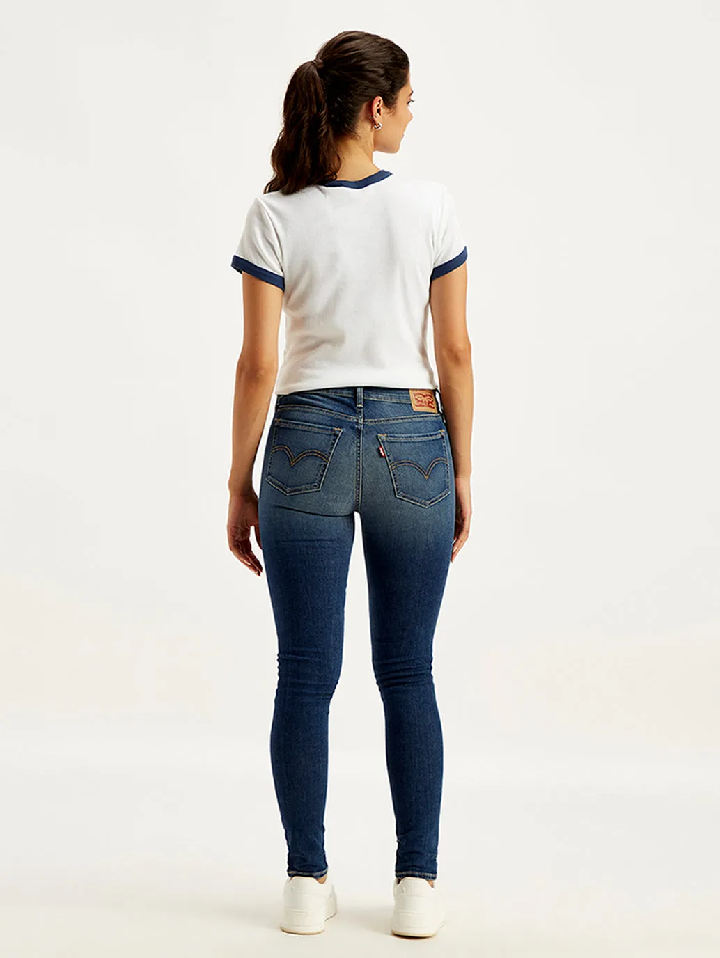 Women's 711 Blue Skinny Fit Mid Rise Jeans