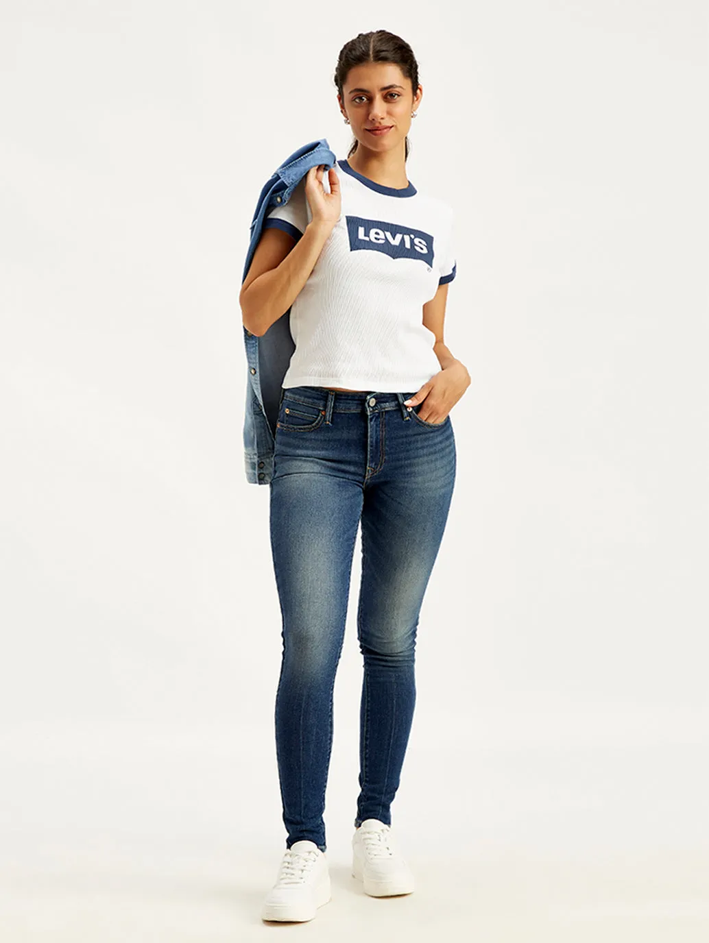 Women's 711 Blue Skinny Fit Mid Rise Jeans