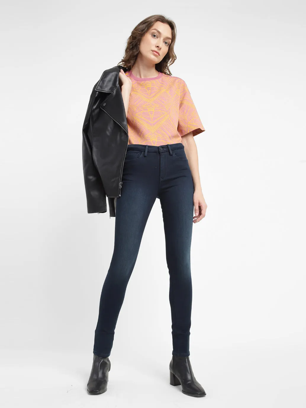 Women's 711 Blue Skinny Fit Mid Rise Jeans