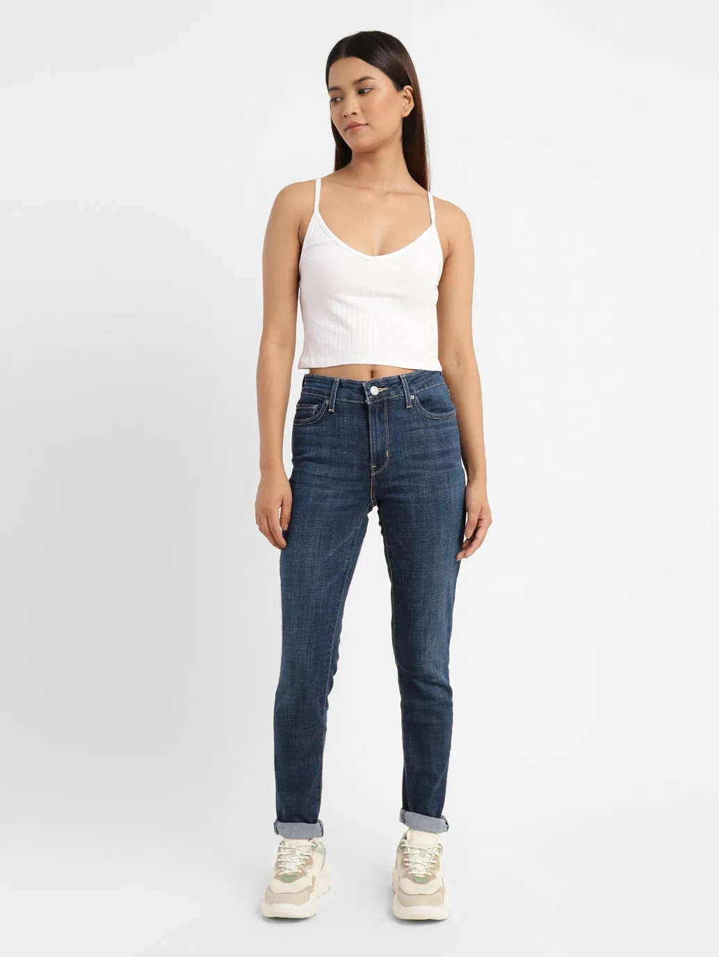 Women's 711 Blue Skinny Fit Mid Rise Jeans