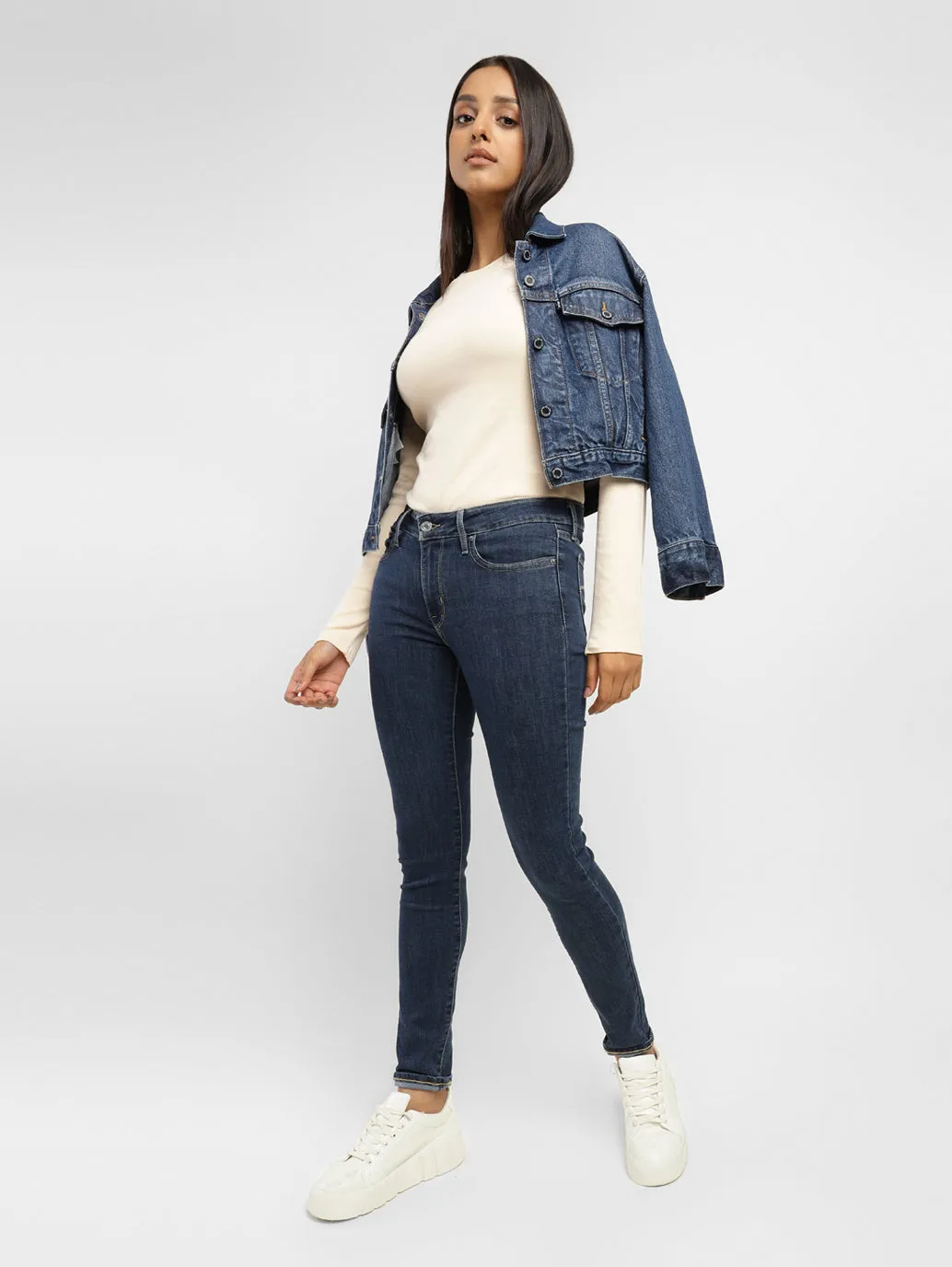 Women's 711 Blue Skinny Fit Mid Rise Jeans