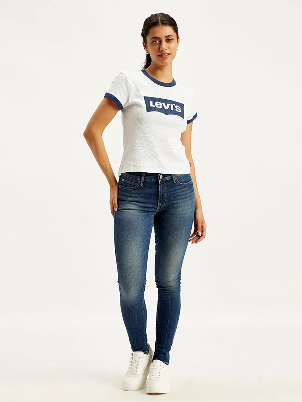 Women's 711 Blue Skinny Fit Mid Rise Jeans