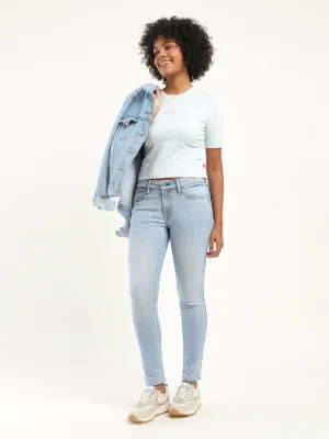 Women's 711 Blue Skinny Fit Mid Rise Jeans