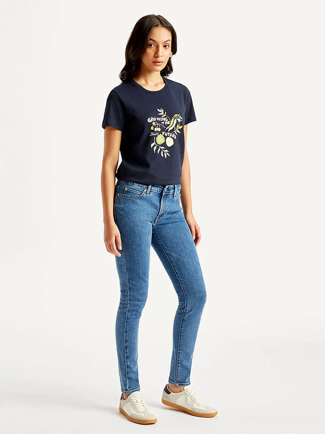 Women's 711 Blue Skinny Fit Mid Rise Jeans