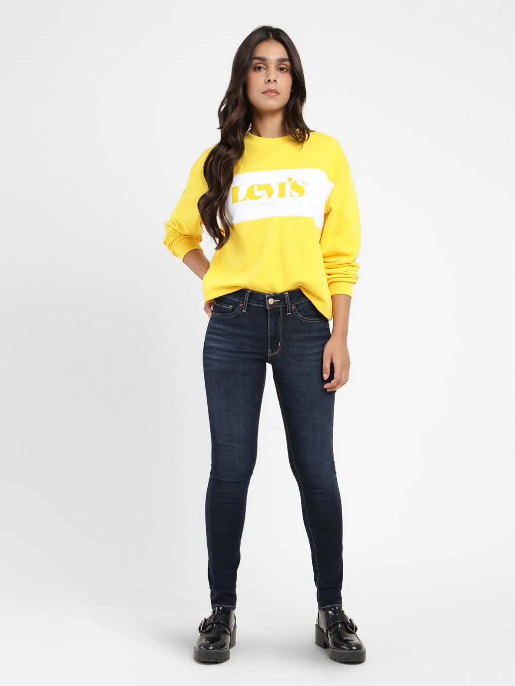 Women's 711 Blue Skinny Fit Mid Rise Jeans