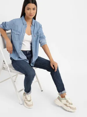 Women's 711 Blue Skinny Fit Mid Rise Jeans