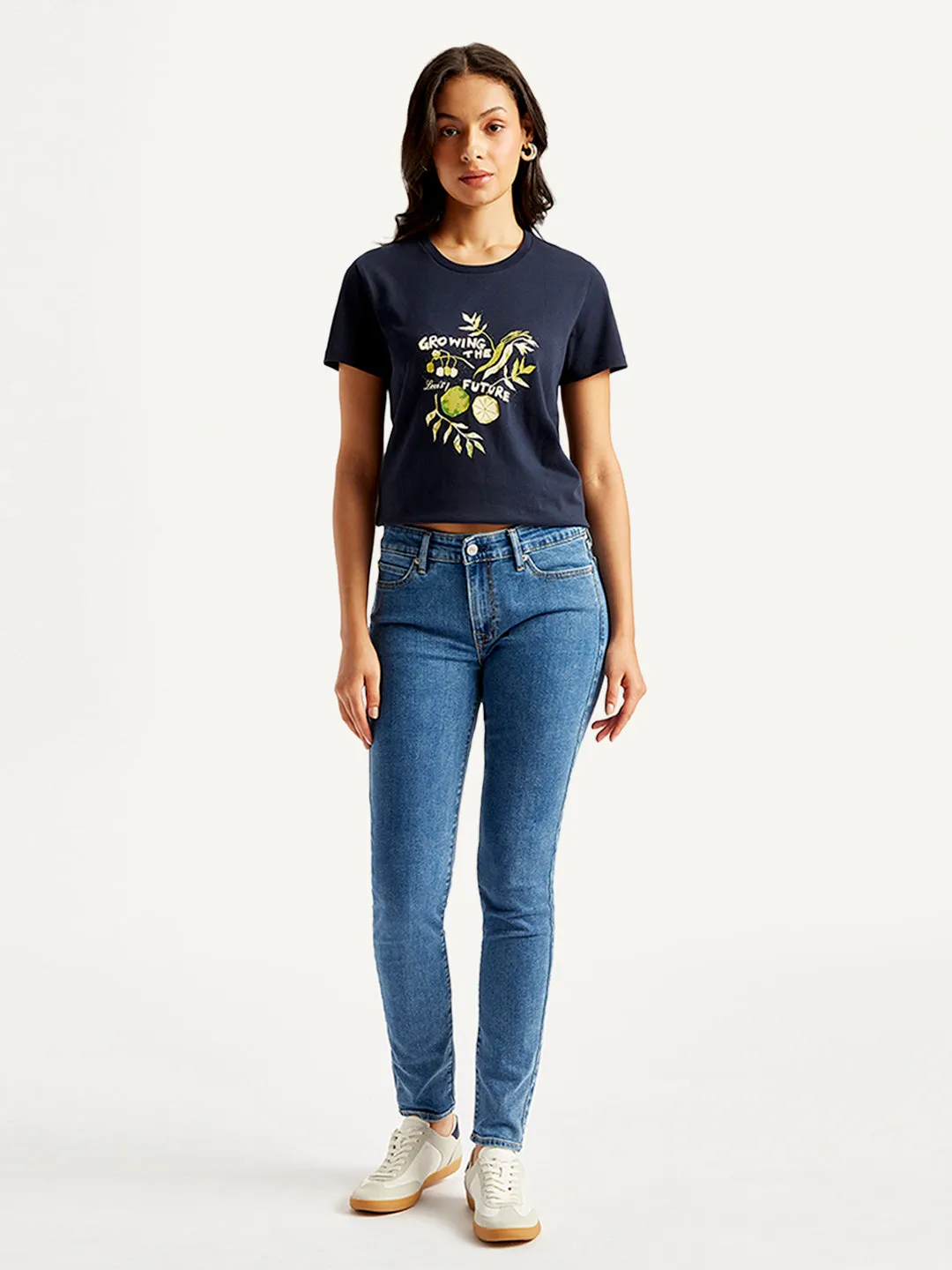 Women's 711 Blue Skinny Fit Mid Rise Jeans