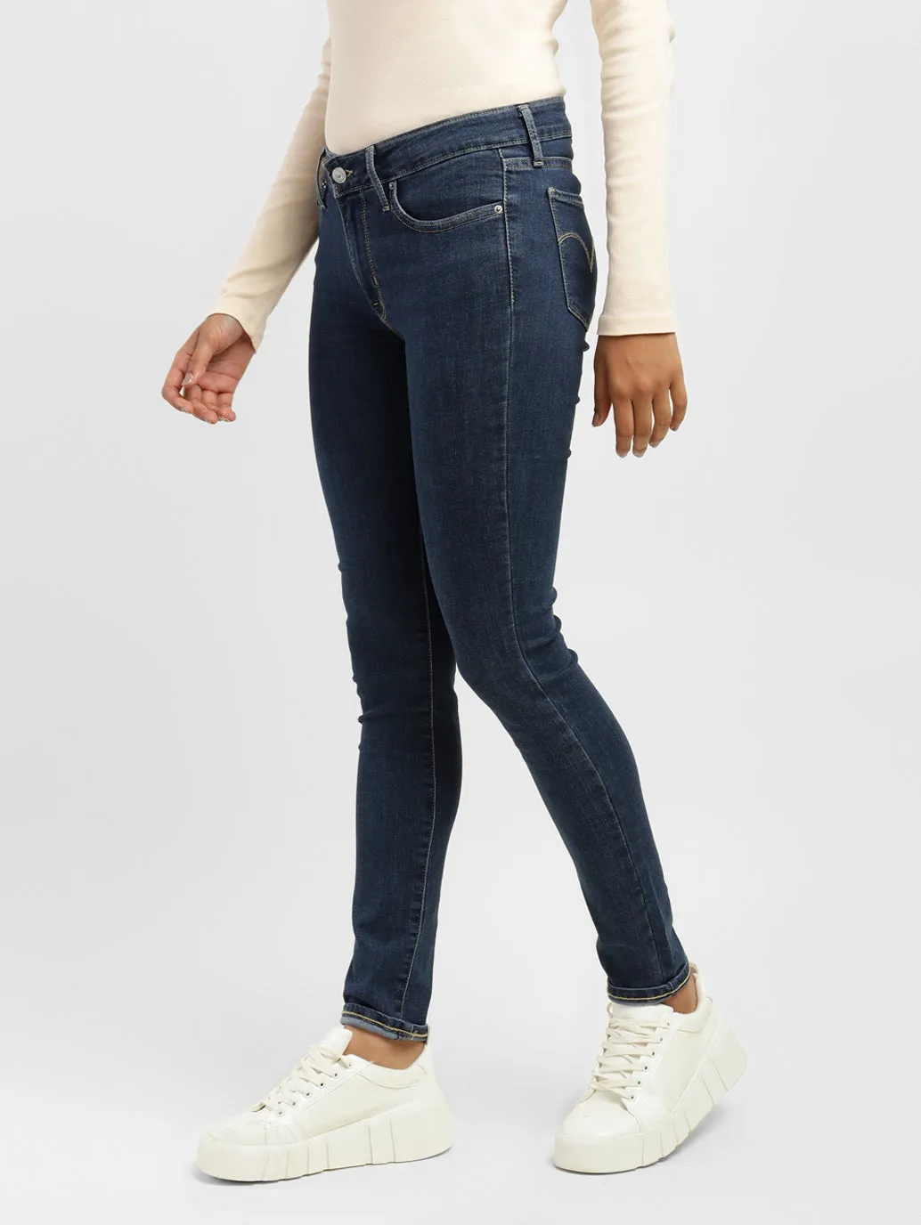 Women's 711 Blue Skinny Fit Mid Rise Jeans