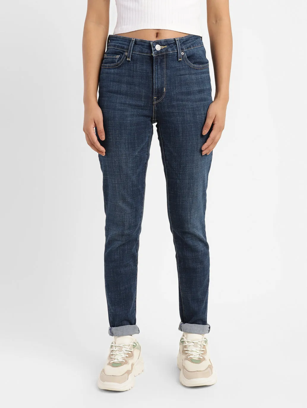 Women's 711 Blue Skinny Fit Mid Rise Jeans