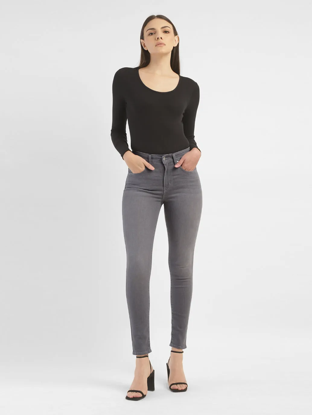 Women's 721 Grey Skinny Fit High Rise Jeans
