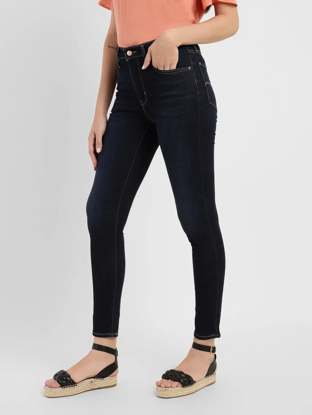 Women's 721 Navy Blue Skinny Fit High Rise Jeans