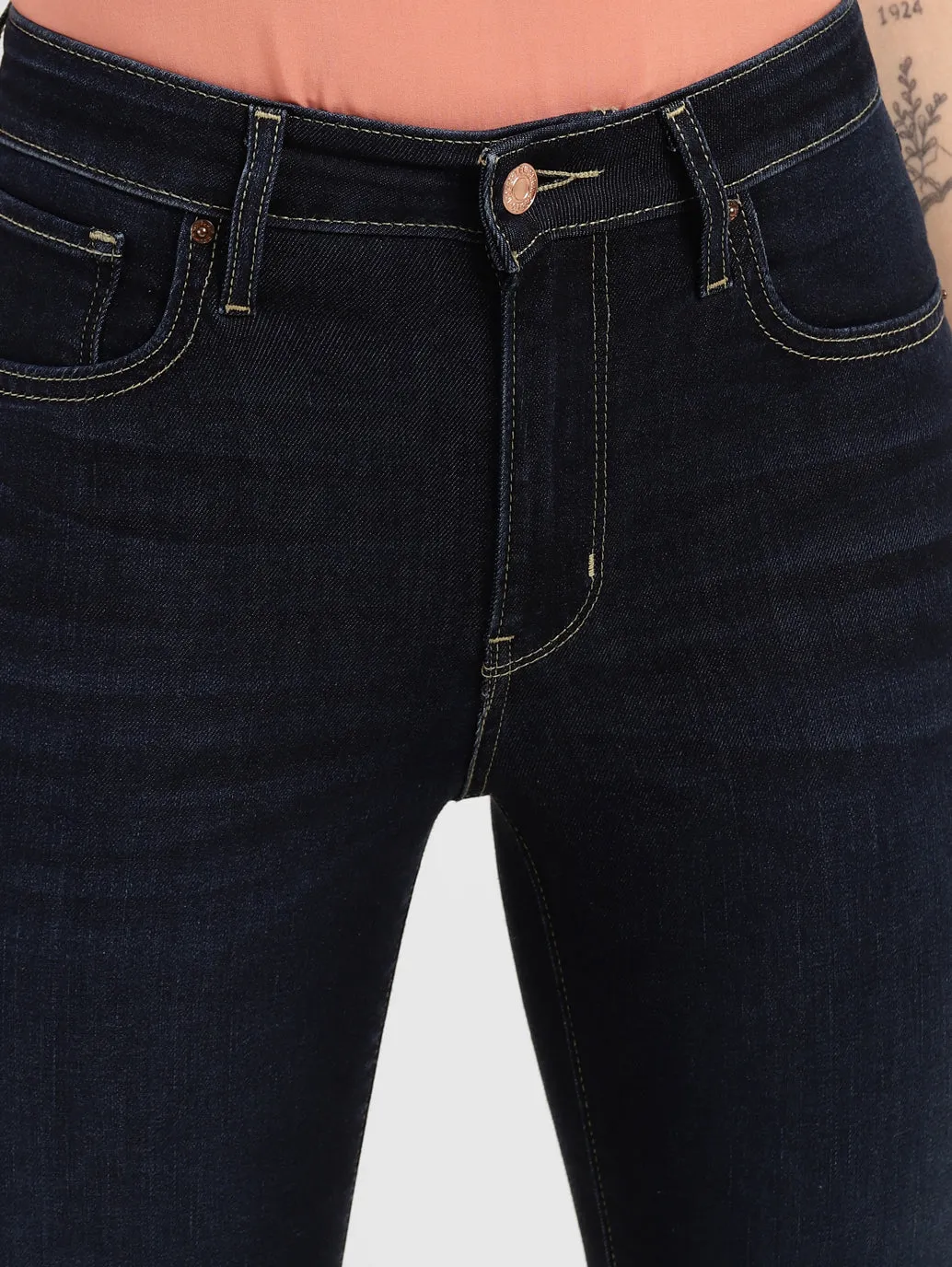 Women's 721 Navy Blue Skinny Fit High Rise Jeans