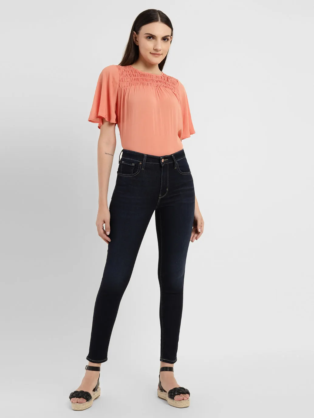 Women's 721 Navy Blue Skinny Fit High Rise Jeans