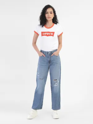 Women's 94 Blue Baggy Fit Mid Rise Jeans