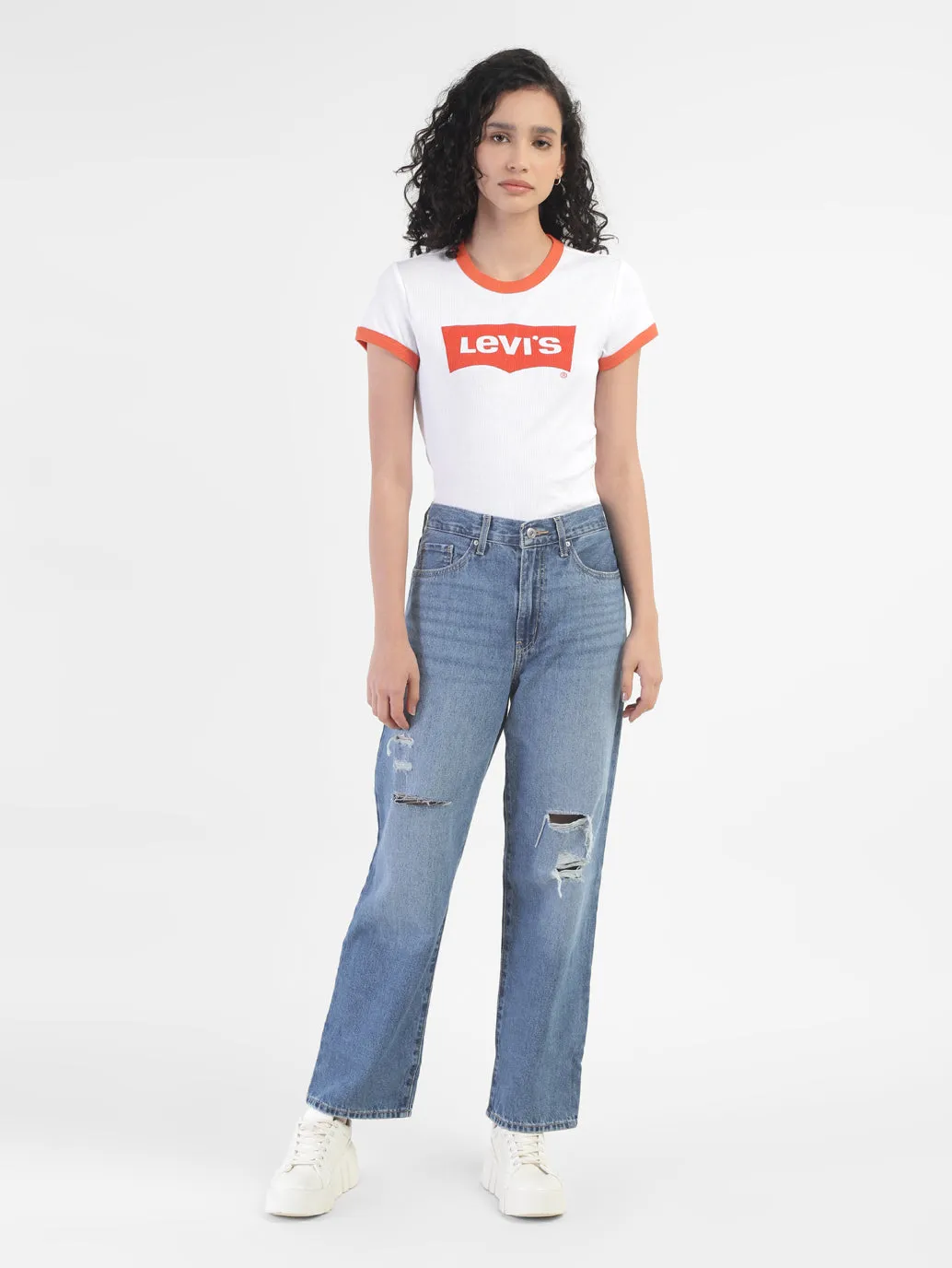 Women's 94 Blue Baggy Fit Mid Rise Jeans
