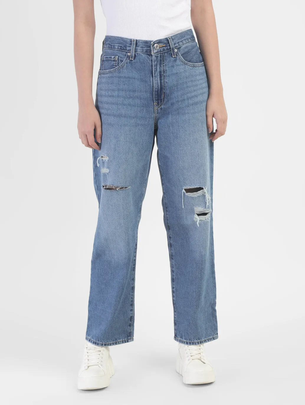 Women's 94 Blue Baggy Fit Mid Rise Jeans