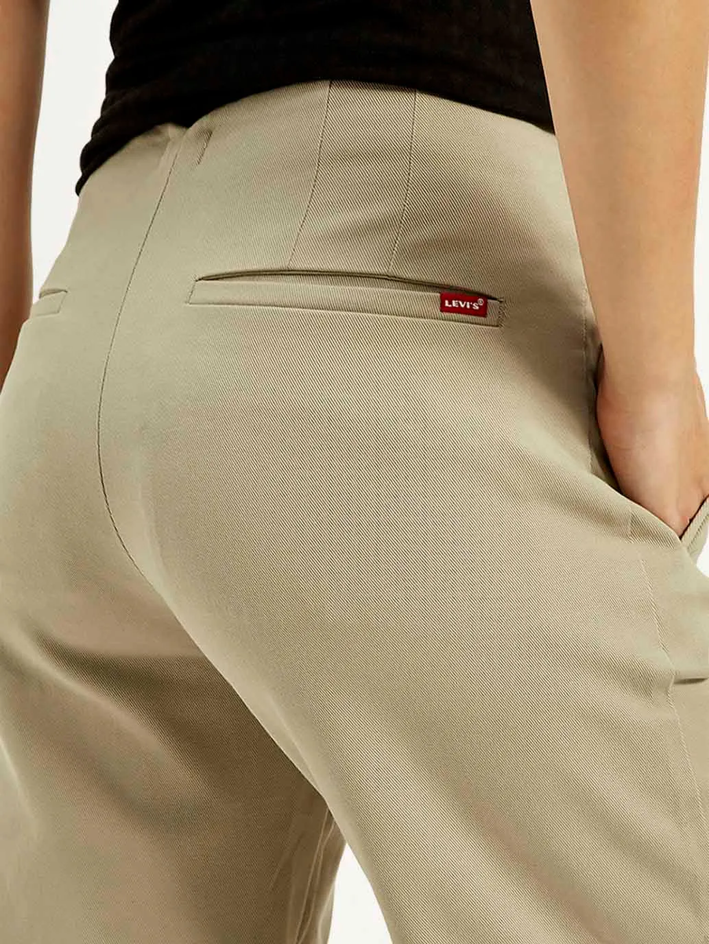 Women's 94 Mid Rise Khaki Baggy Fit Trousers