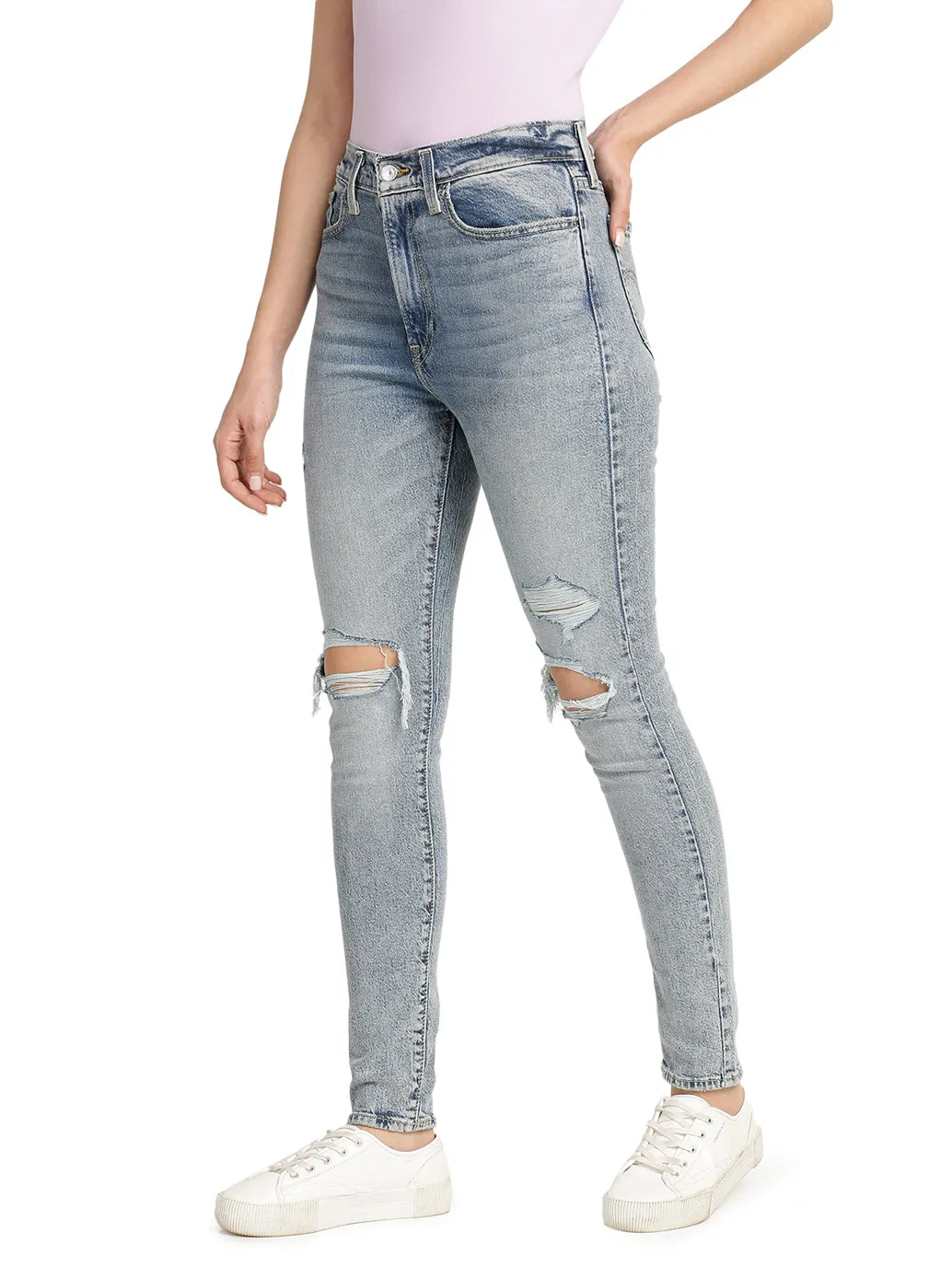 Women's Blue Super Skinny Fit Mid Rise Jeans