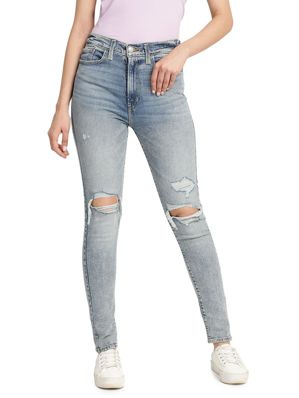 Women's Blue Super Skinny Fit Mid Rise Jeans