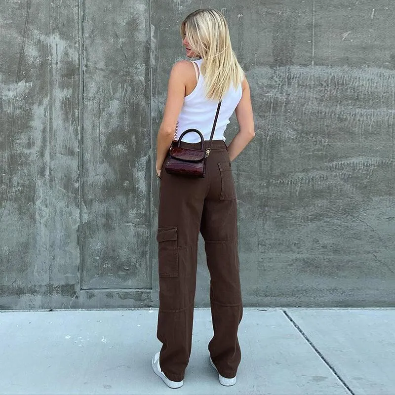 Women's High Waist Long Cargo Pants with Spacious pockets