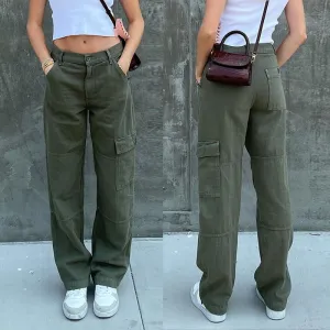 Women's High Waist Long Cargo Pants with Spacious pockets